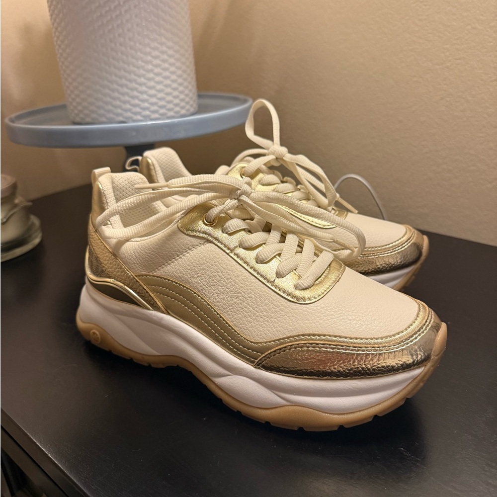 Michael Kors Cream and Gold Sneakers